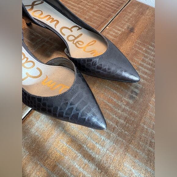 Sam Edelman Dark Brown Metallic Snake Print Heels - Picture 4 of 9